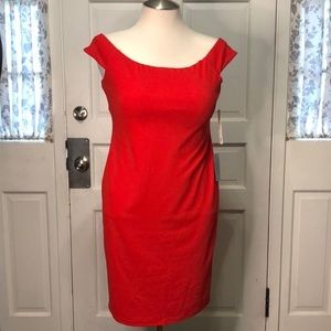 Eliza J Women’s Off Shoulder Red Fitted Sheath Dress Size 14